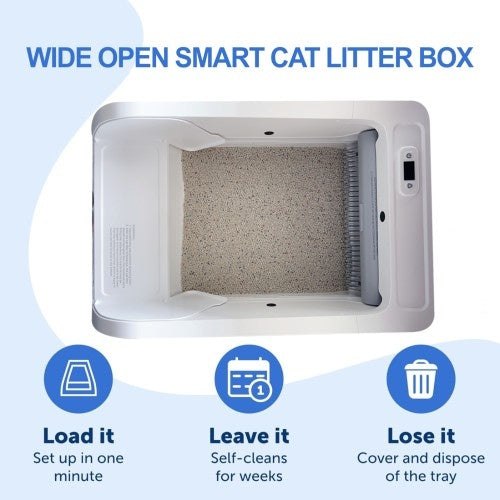 Wide-Opening Smart Cat Litter Box - Spacious and Convenient Design