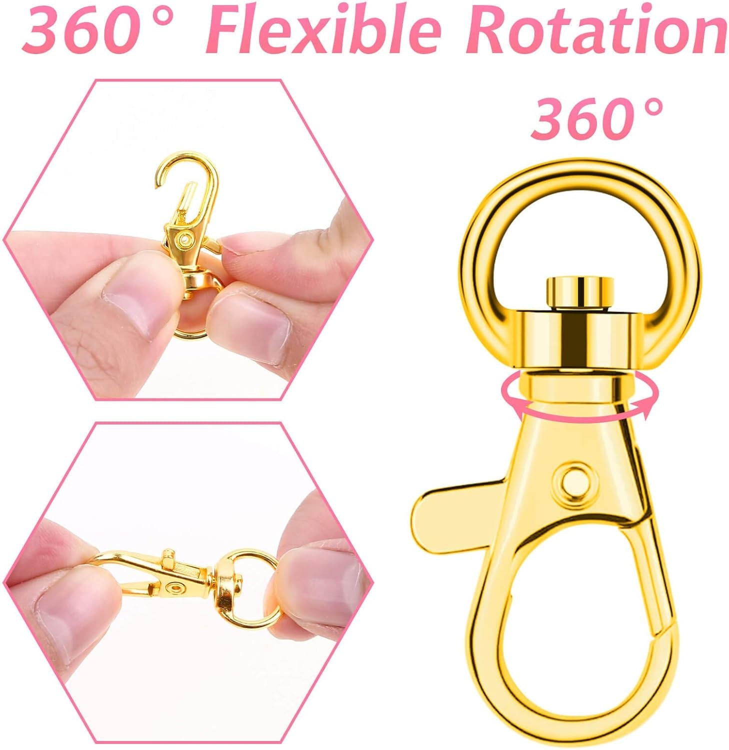 Gold Keychain Rings for Craft,  100Pcs Keychain Hardware Kit Includes 50Pcs Key Chain Hooks and 50Pcs Key Rings, Bulk Keychain Making Supplies for Resin Craft, Acrylic Blanks