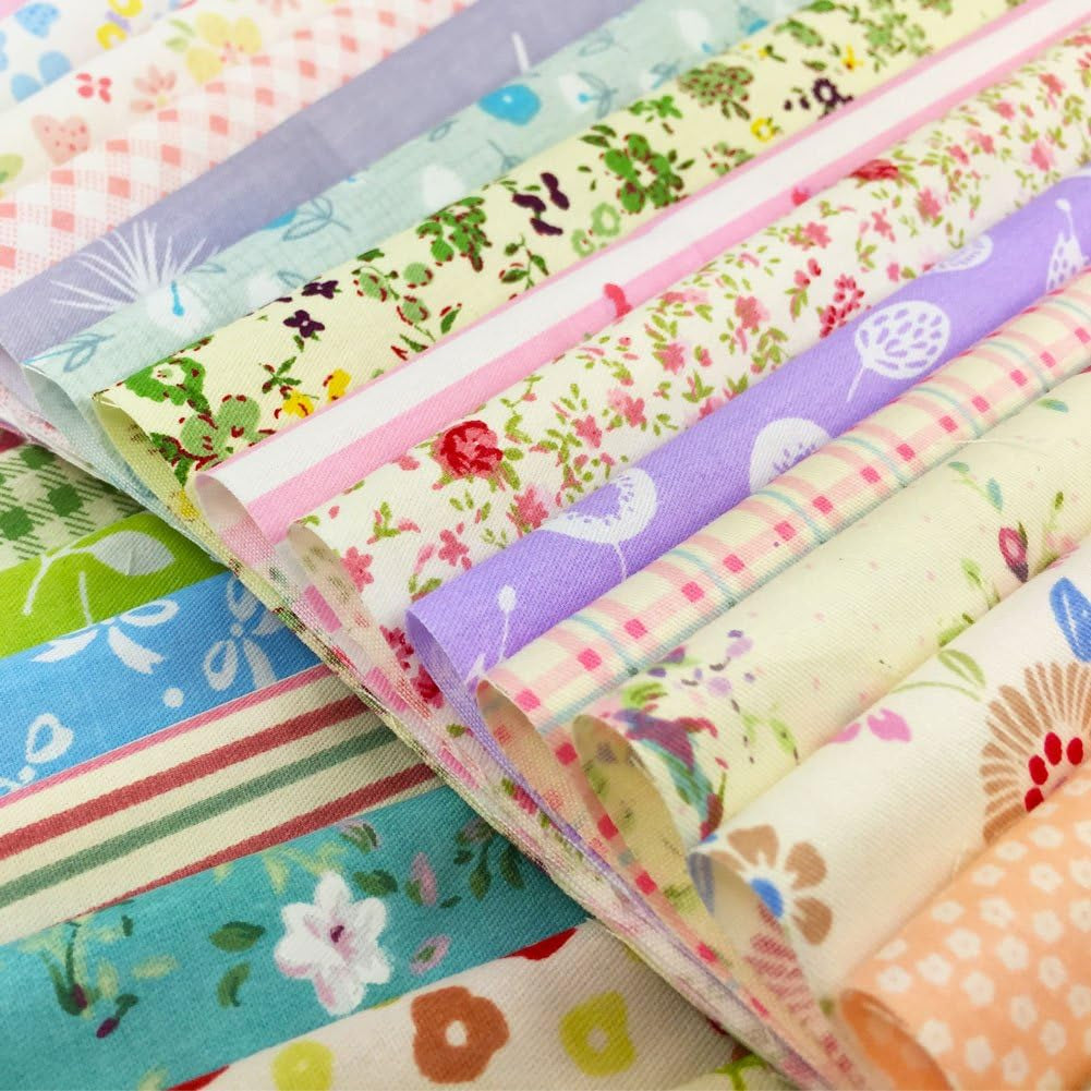 Quilting Fabric Squares 100% Cotton Precut Quilt Sewing Floral Fabrics for Craft DIY (8 X 8 Inches, 30Pcs)