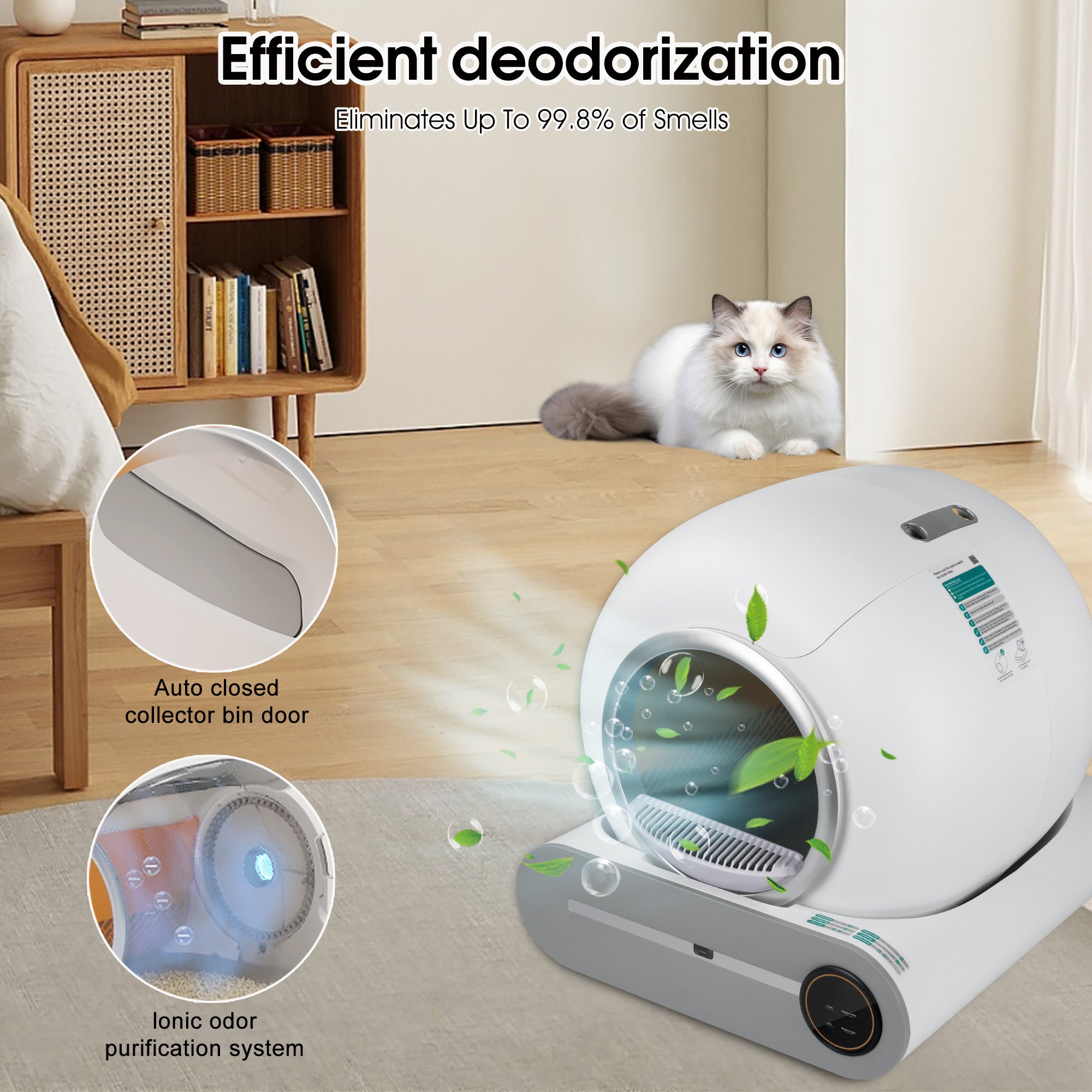 WiFi-Enabled Self-Cleaning Cat Litter Box - Automatic Scooping & Deodorization