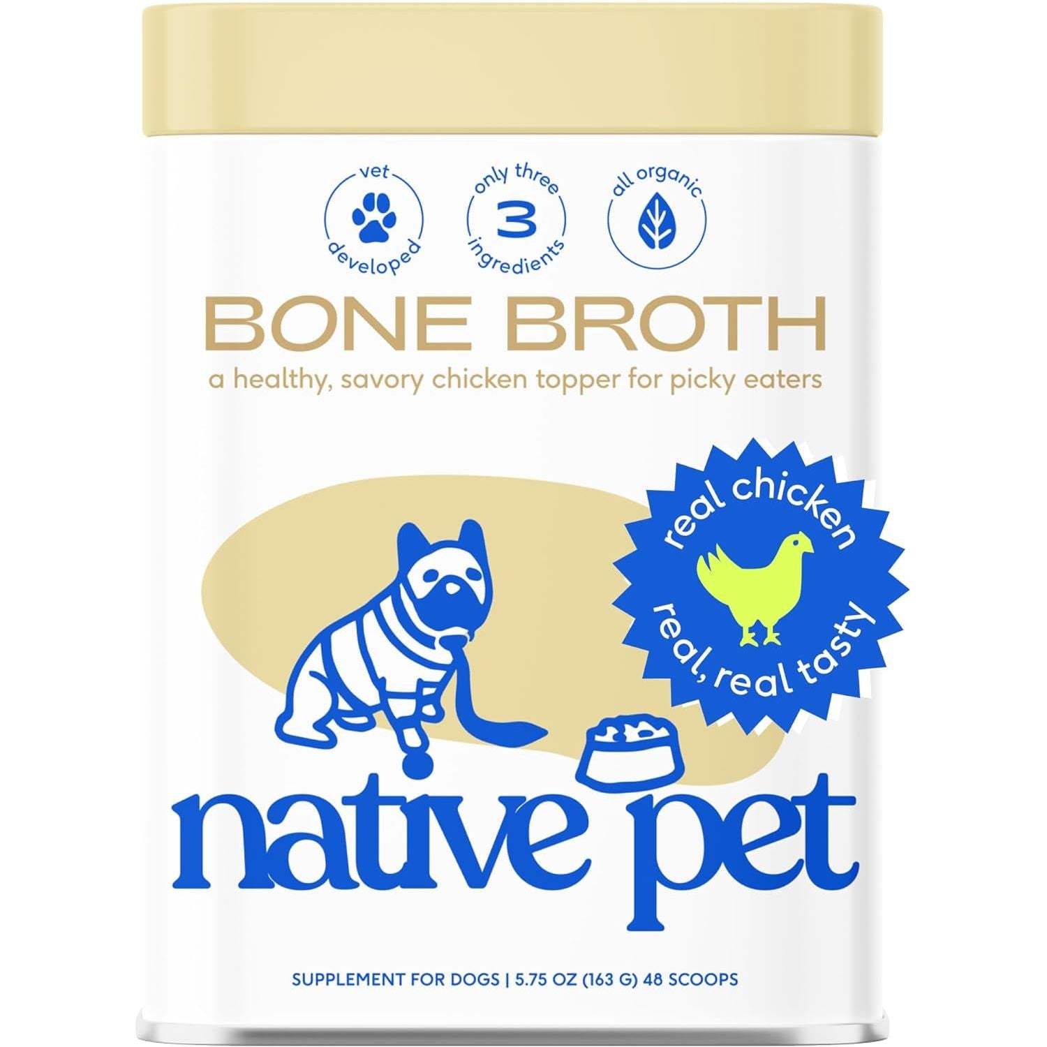 Bone Broth for Dogs and Cats – Chicken Broth for Cats & Dogs - Dog Bone Broth Powder, Dog Food Topper for Picky Eaters - Dog Gravy Topper for Dry Food – Dog Broth & Cat Broth – 5.75 Oz