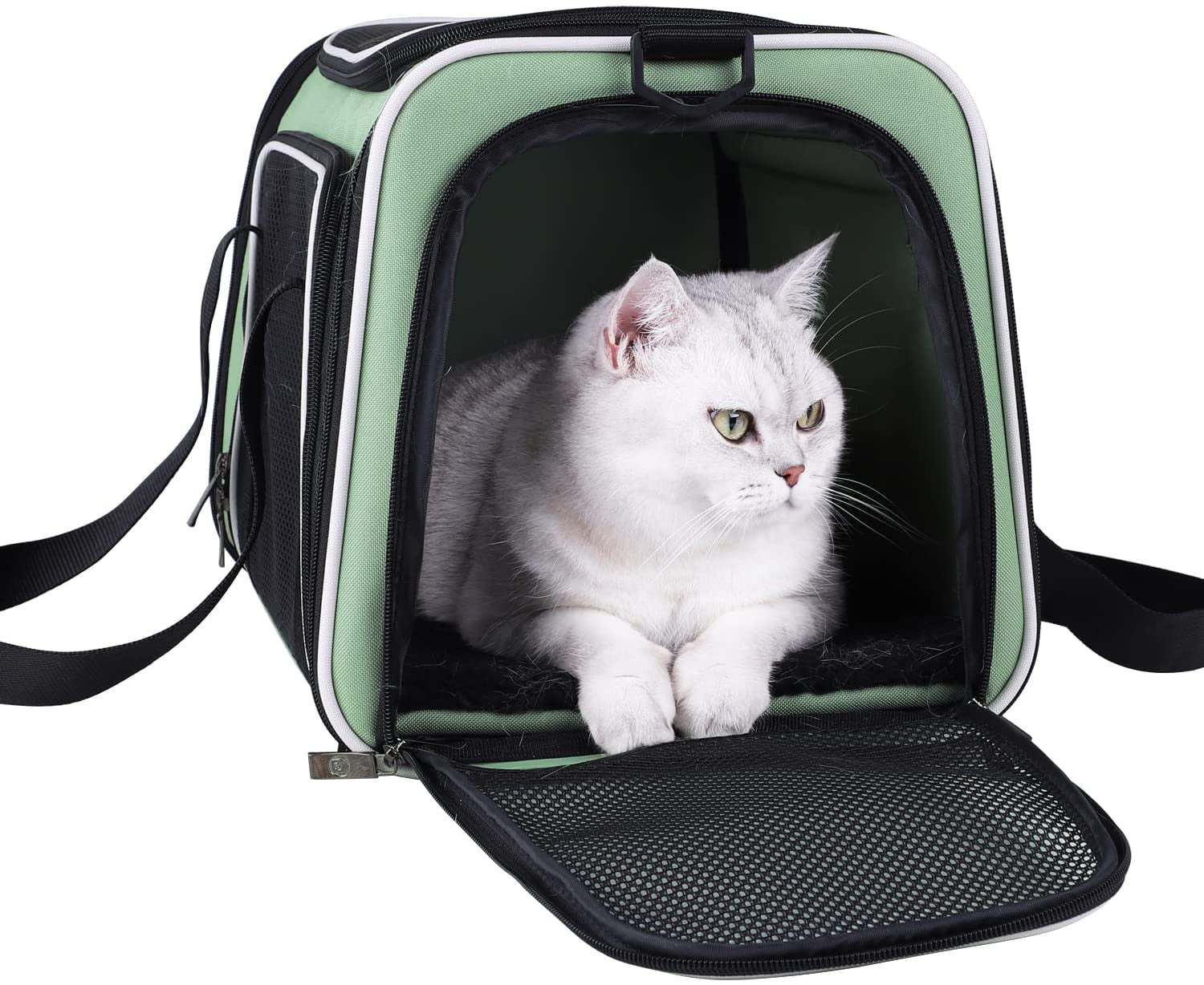 Top Load Cat Carrier for Medium Cats and Small Dogs with Washable Cozy Bed, 3 Doors and Shoulder Strap. Easy to Get Cat In, Easy Storage, Lightweight, Airline Approved