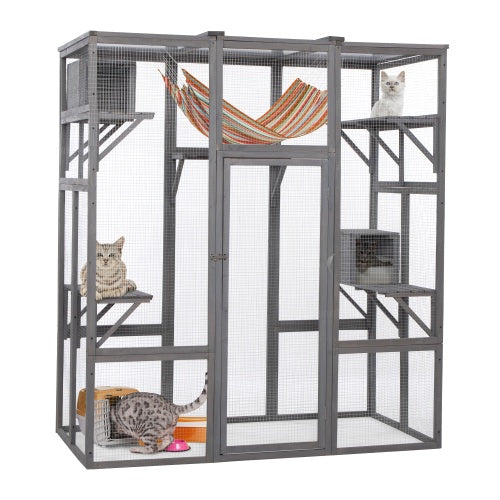 Oversized Grey Cat Cage - Perfect for Large Breeds