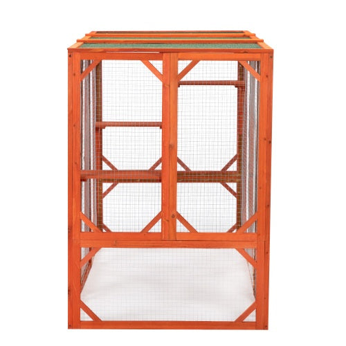 Wooden Outdoor Cat Cage with Waterproof Asphalt Board & Habitat