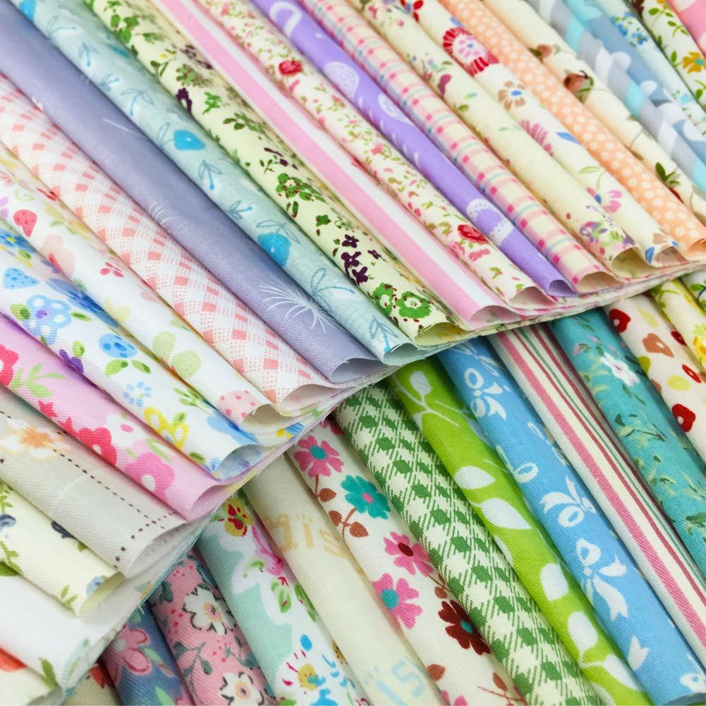 Quilting Fabric Squares 100% Cotton Precut Quilt Sewing Floral Fabrics for Craft DIY (8 X 8 Inches, 30Pcs)