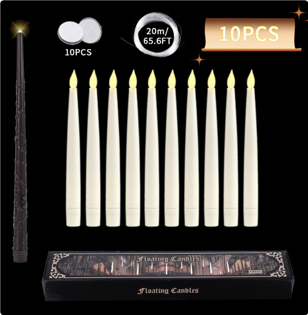 20LED Floating Candles with Candle Sticks – Battery-Operated LED Taper Candles with Remote Control for Festive Decor