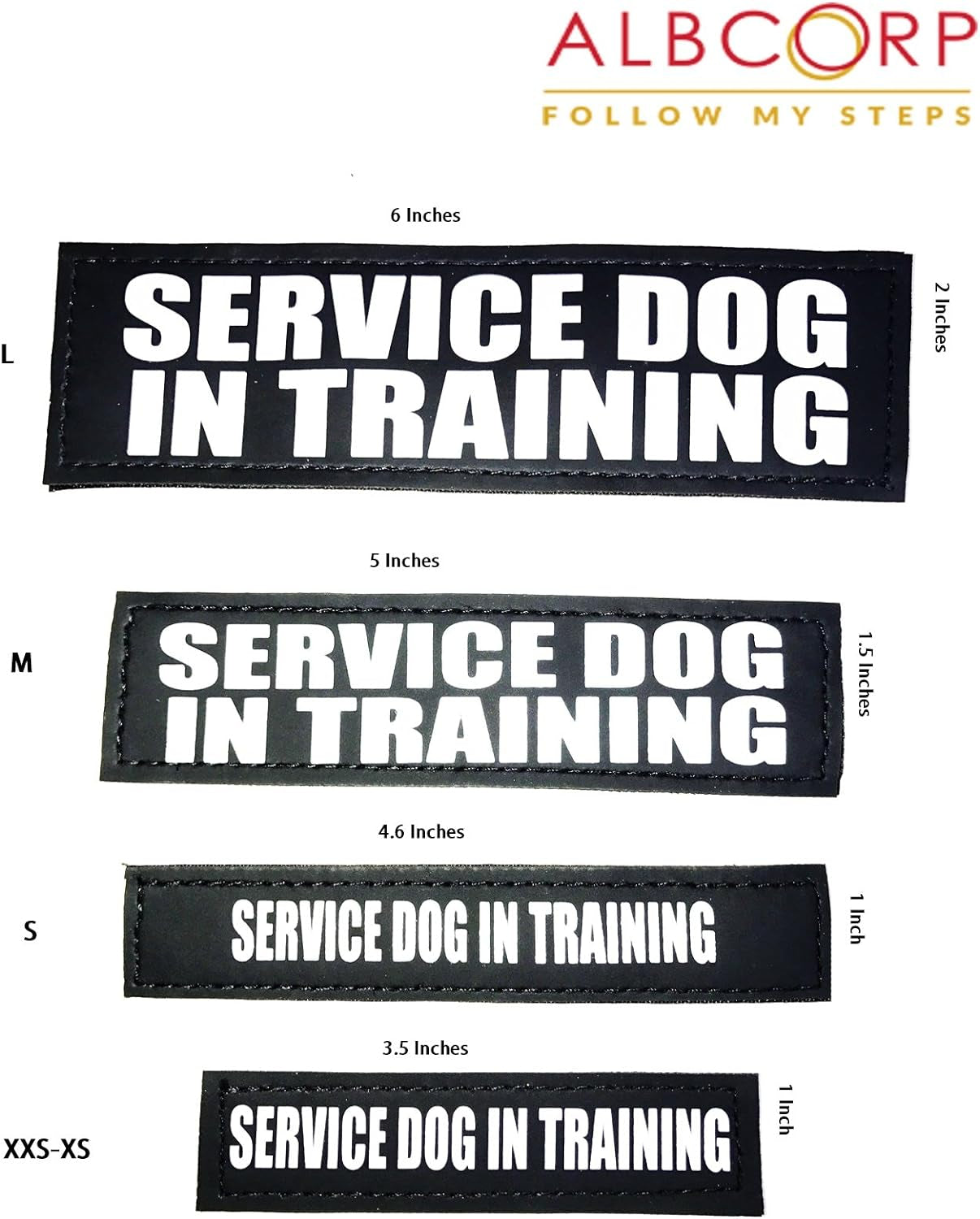 Reflective Service Dog in Training Patches with Hook and Loop Backing for Service Animal Vests /Harnesses XXS or Extra Small (3.5 X 1) Inch