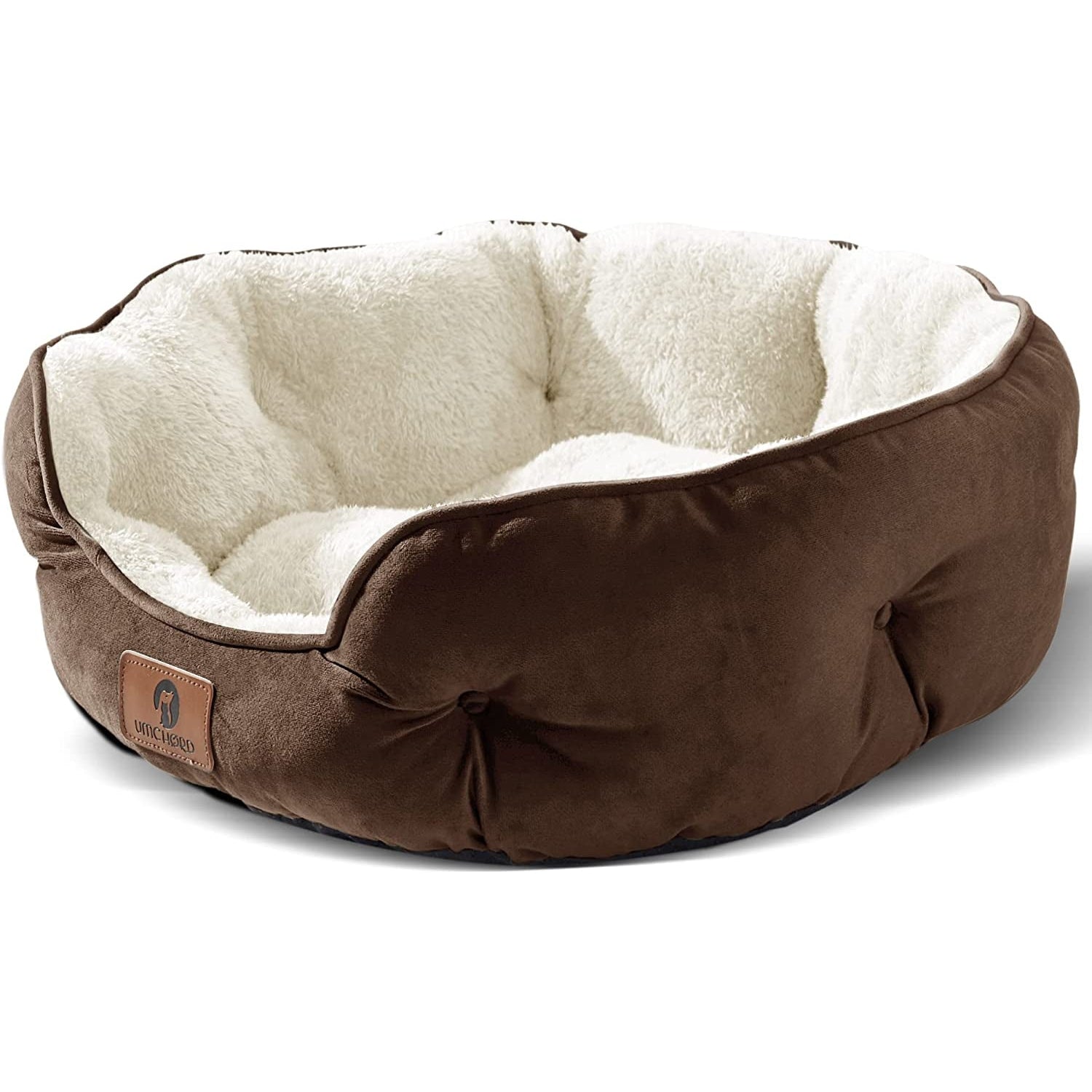 Small Dog Bed for Small Dogs, Cat Beds for Indoor Cats, Pet Bed for Puppy and Kitty, Extra Soft & Machine Washable with Anti-Slip & Water-Resistant Oxford Bottom, Brown, 20 Inches