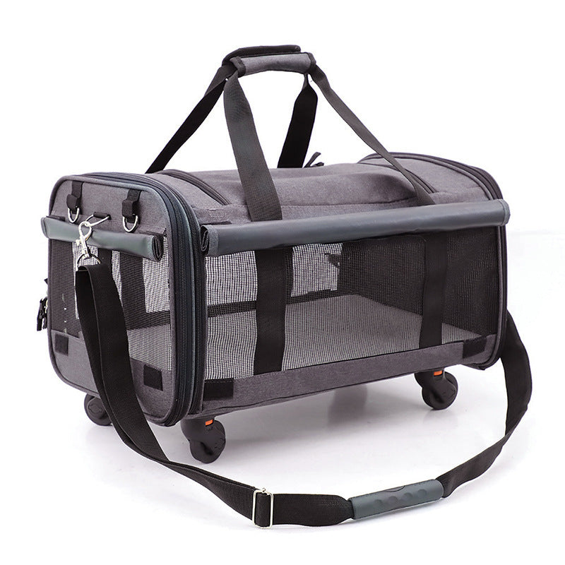 Foldable Cat Travel Bag with Universal Wheels for Easy Transport