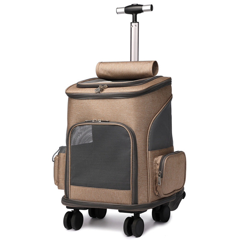 Portable Folding Trolley Pet Backpack – Universal Wheel Travel Bag