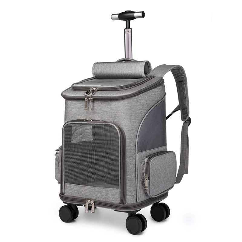 Portable Folding Trolley Pet Backpack – Universal Wheel Travel Bag