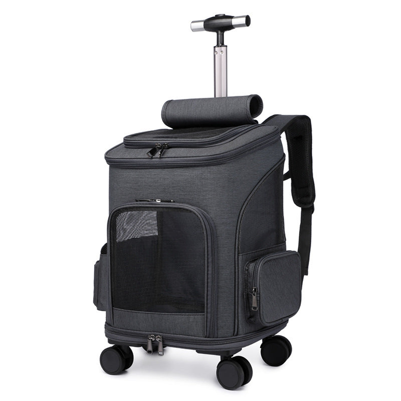 Portable Folding Trolley Pet Backpack – Universal Wheel Travel Bag