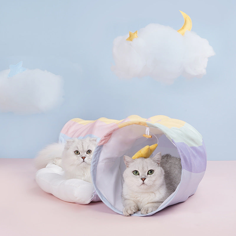 Rainbow Tunnel Bed – Cat Passageway with Rolling Dragon Floor