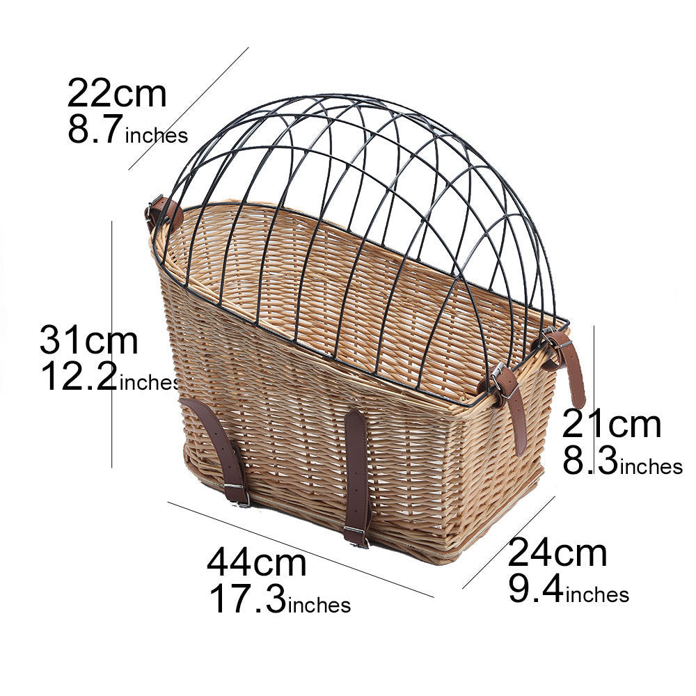 Durable and Stylish Rattan Bicycle Basket for Pets