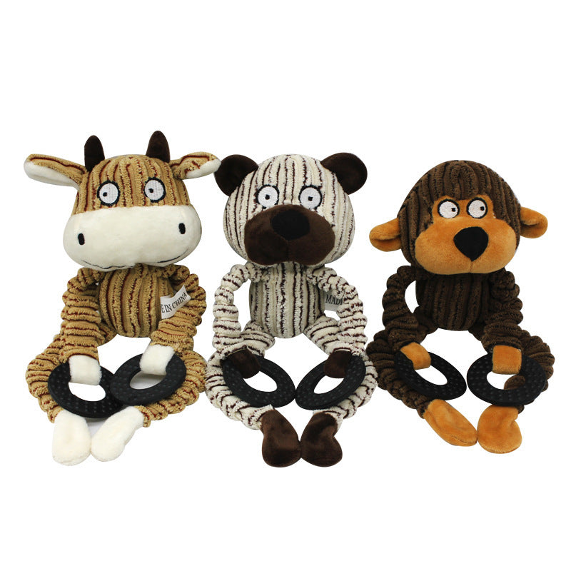 Sounding Plush Toy – Three-Color Rubber Ring Corduroy