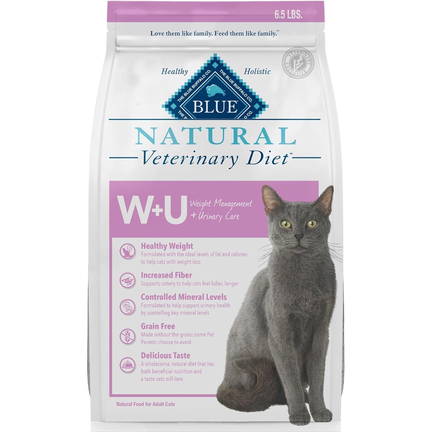 Natural Veterinary Diet W+U Weight Management + Urinary Care Dry Cat Food, Veterinarian Prescription Required, Chicken, 6.5-Lb. Bag