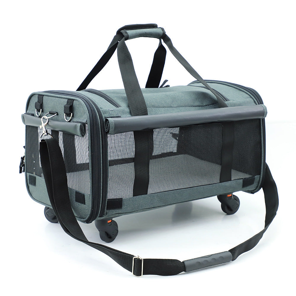 Foldable Cat Travel Bag with Universal Wheels for Easy Transport