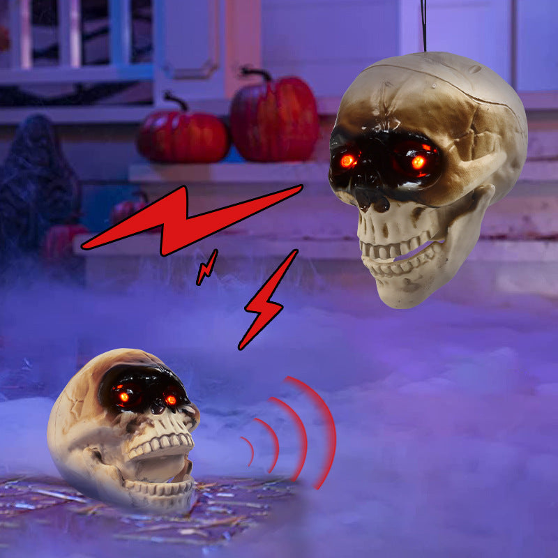 Animated Floating Skeleton Skull Heads with Scary Sounds – Realistic Halloween Decorations