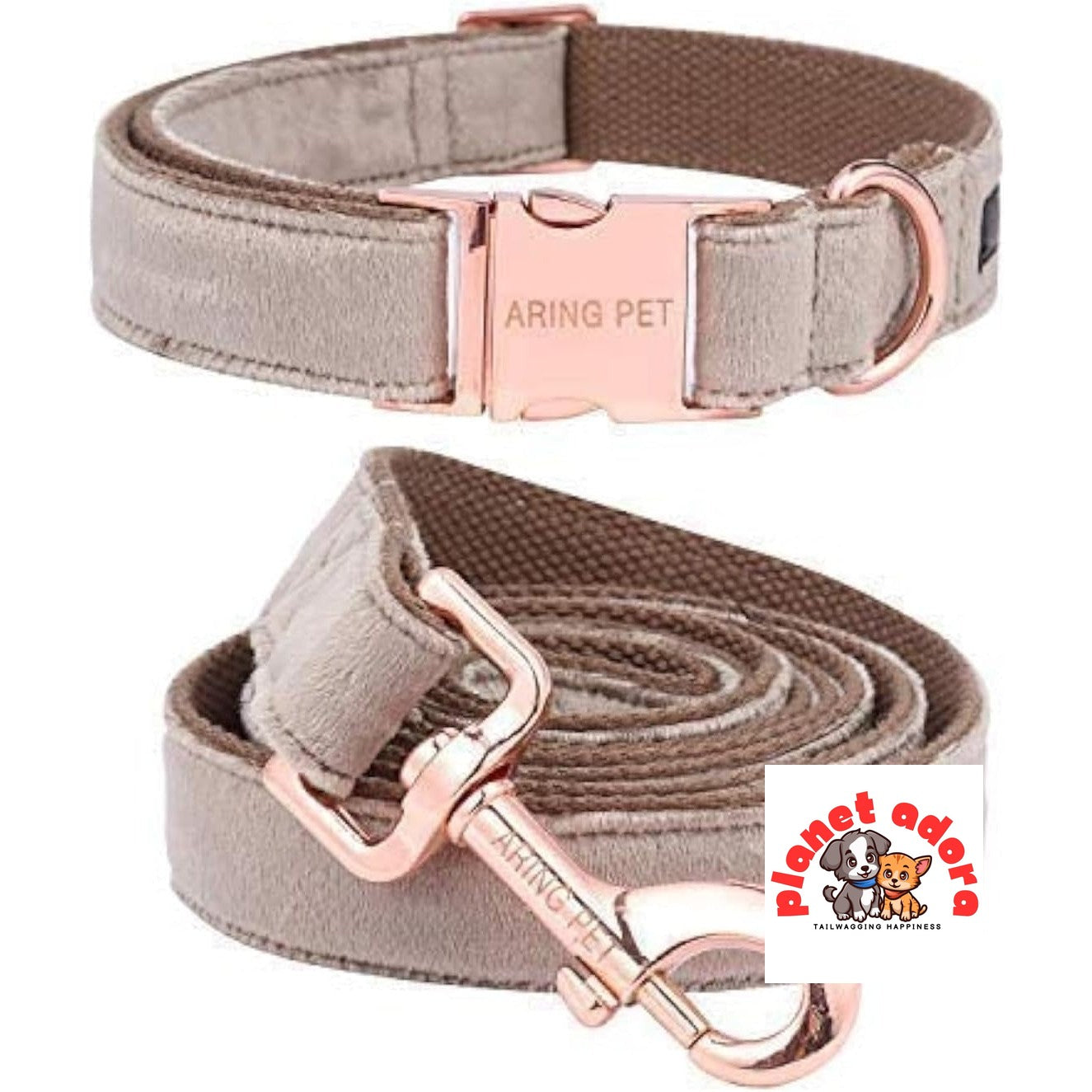 Dog Collar and Leash, Velvet Dog Collar and Leash Set, Soft & Comfy, Adjustable Collars for Dogs