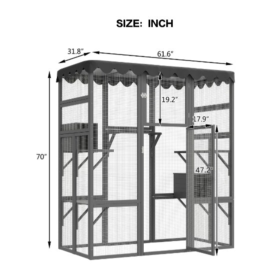 Outdoor Wooden Cat Shelter with Sleeping Box & Sun Roof