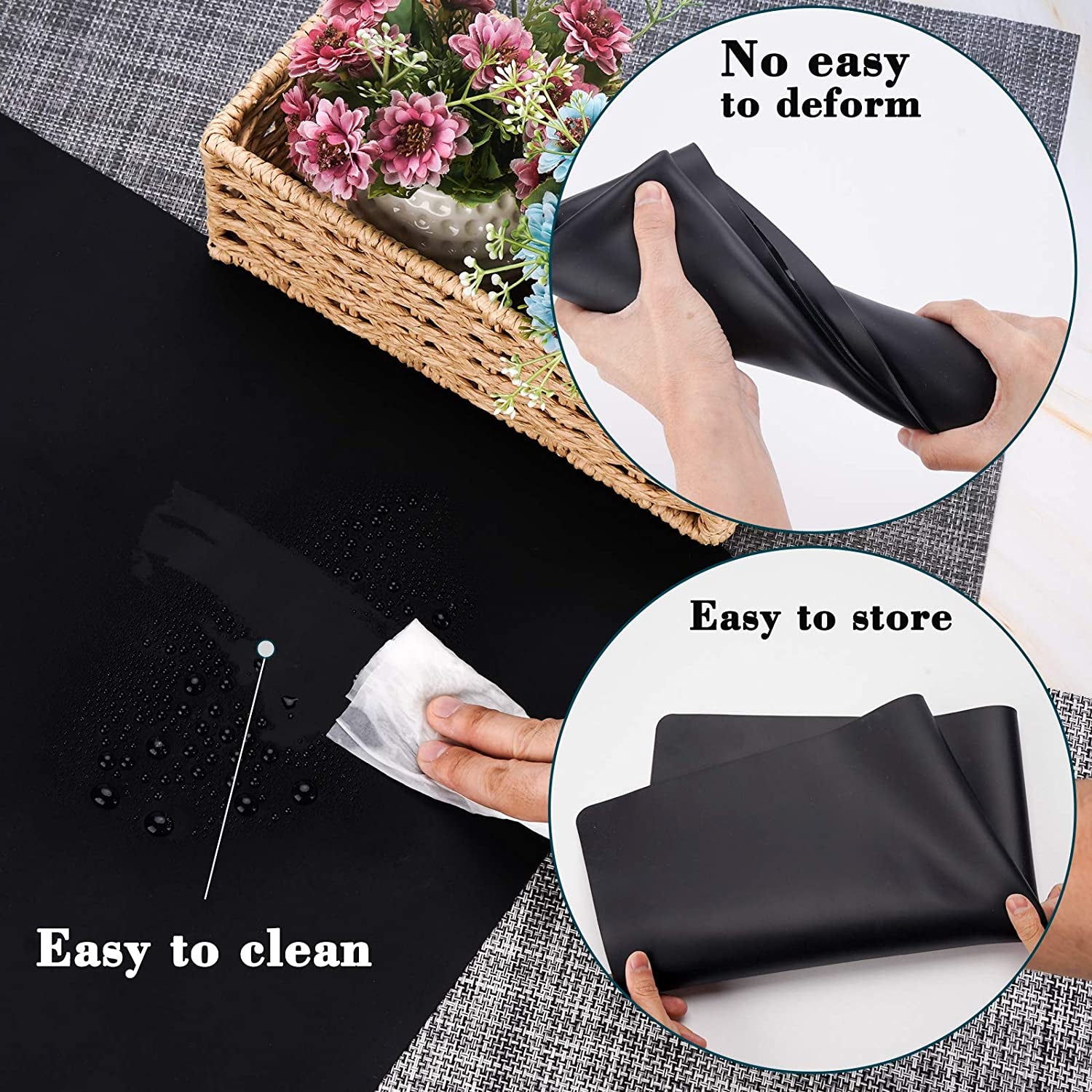 Extra Large Silicone Mat for Craft, 31.5" X 23.6" X 0.07" Silicone Craft Sheet Jewelry Casting Mold, Countertop Mat, Counter Table Protector, Multipurpose Mat, Heat Resistant Placemat, Black