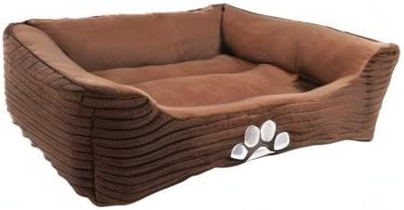 HCT REC-005 Reversible Rectangle Pet Bed with Dog Paw Printing, Coffee, by , 25 by 21 Inches