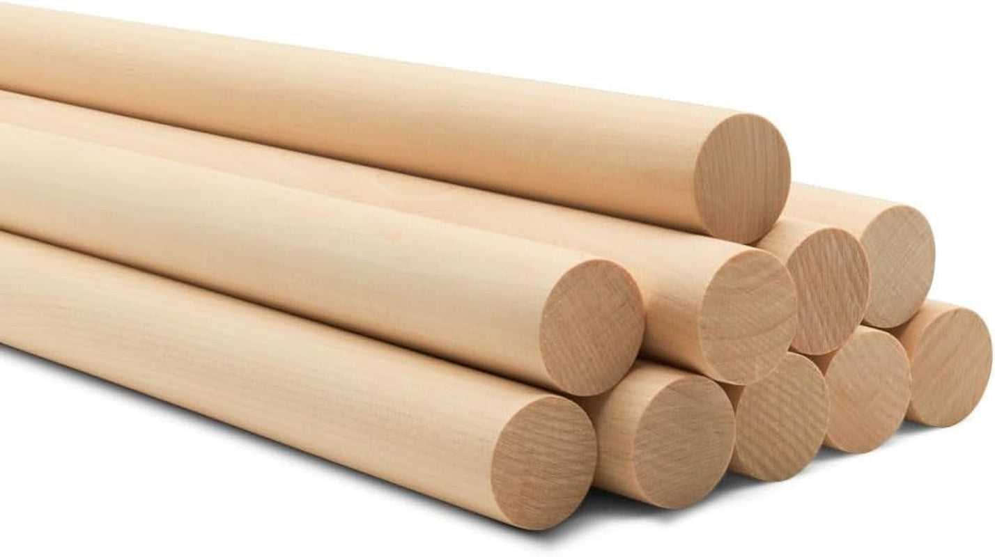 Dowel Rods Wood Sticks Wooden Dowel Rods - 1 X 12 Inch Unfinished Hardwood Sticks - for Crafts and Diyers - 10 Pieces by