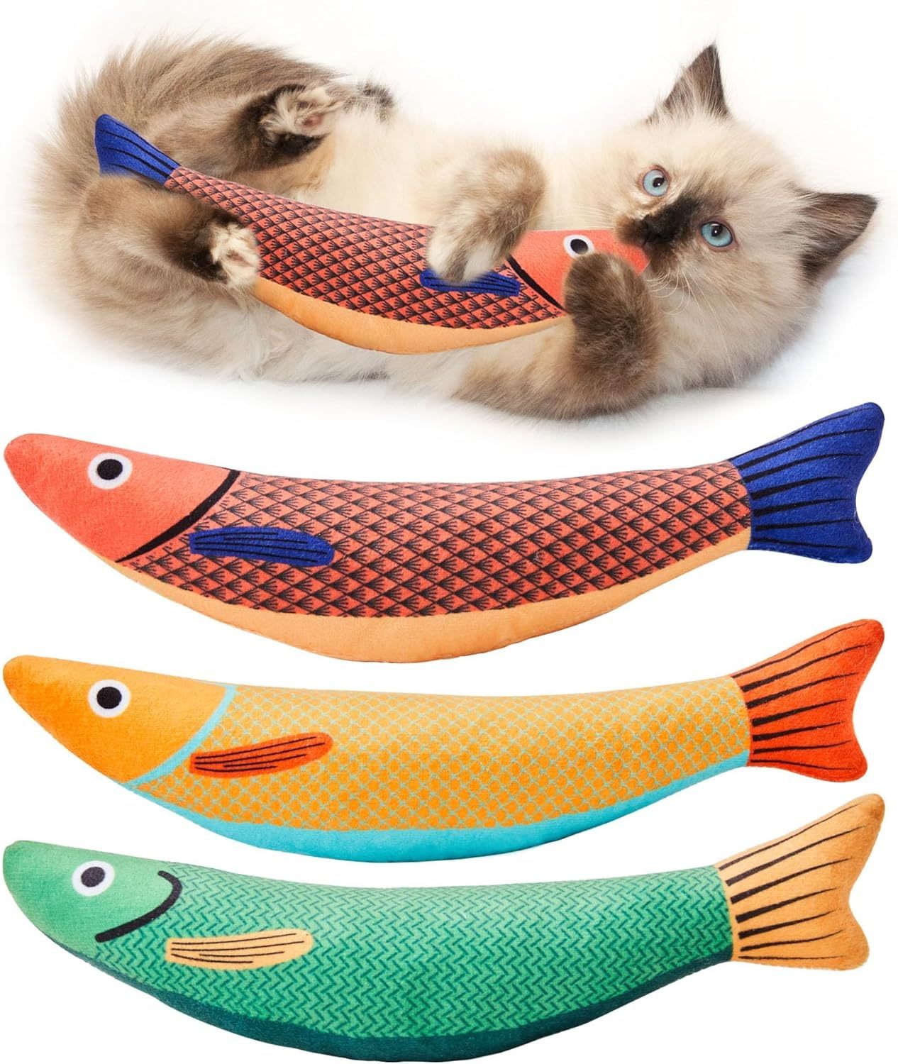 Saury Fish Catnip Toy – Crinkle Sound & Interactive Kicker for Indoor Cats