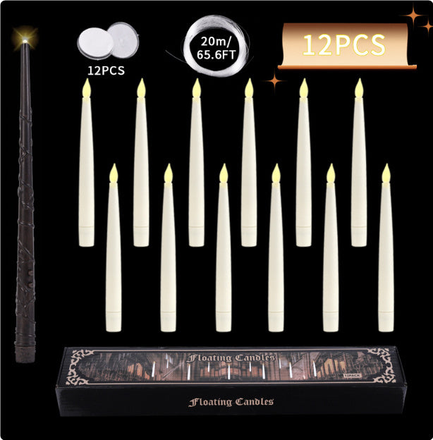 20LED Floating Candles with Candle Sticks – Battery-Operated LED Taper Candles with Remote Control for Festive Decor