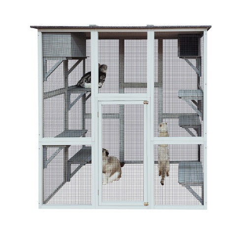 Solid Wood Cat Cage Play Enclosure - Spacious & Durable Design