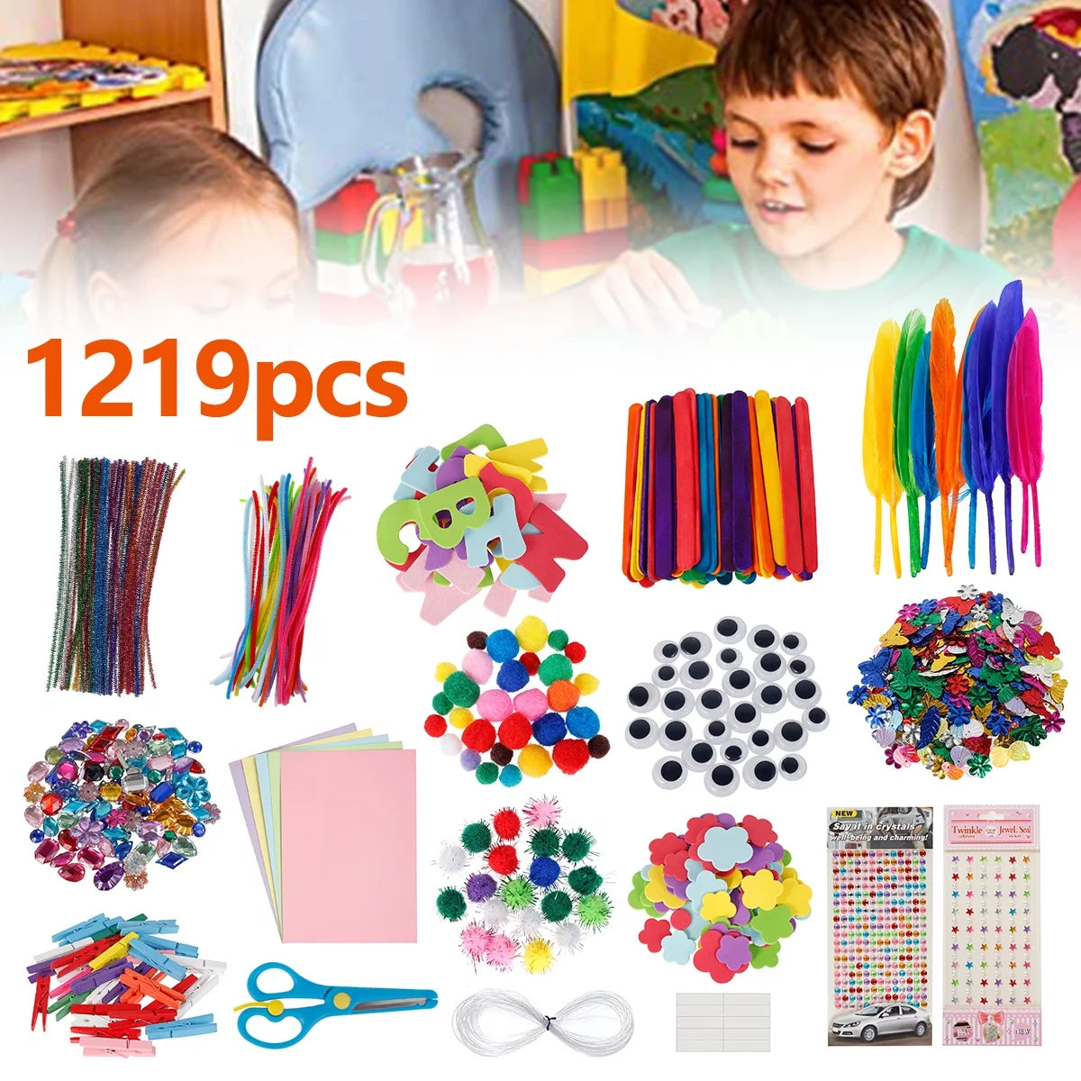 DIY Art Craft Sets,Creative Craft Supplies,Craft Set,Toddlers Children Craft Set for School Projects Party Supplies (Colorful)