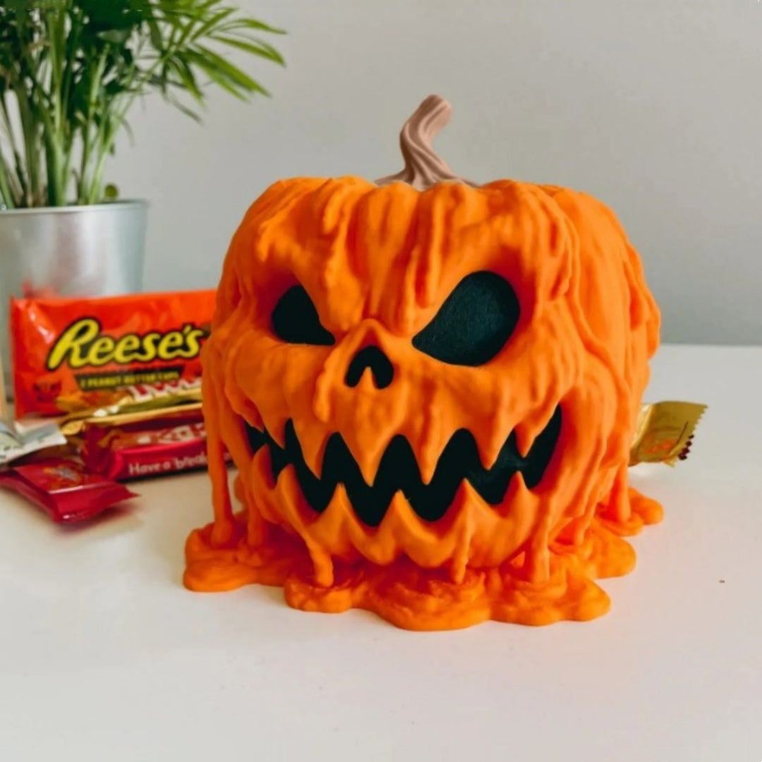 Melting Halloween Pumpkin Candy Bowl – Resin Handicraft for Trick-or-Treaters