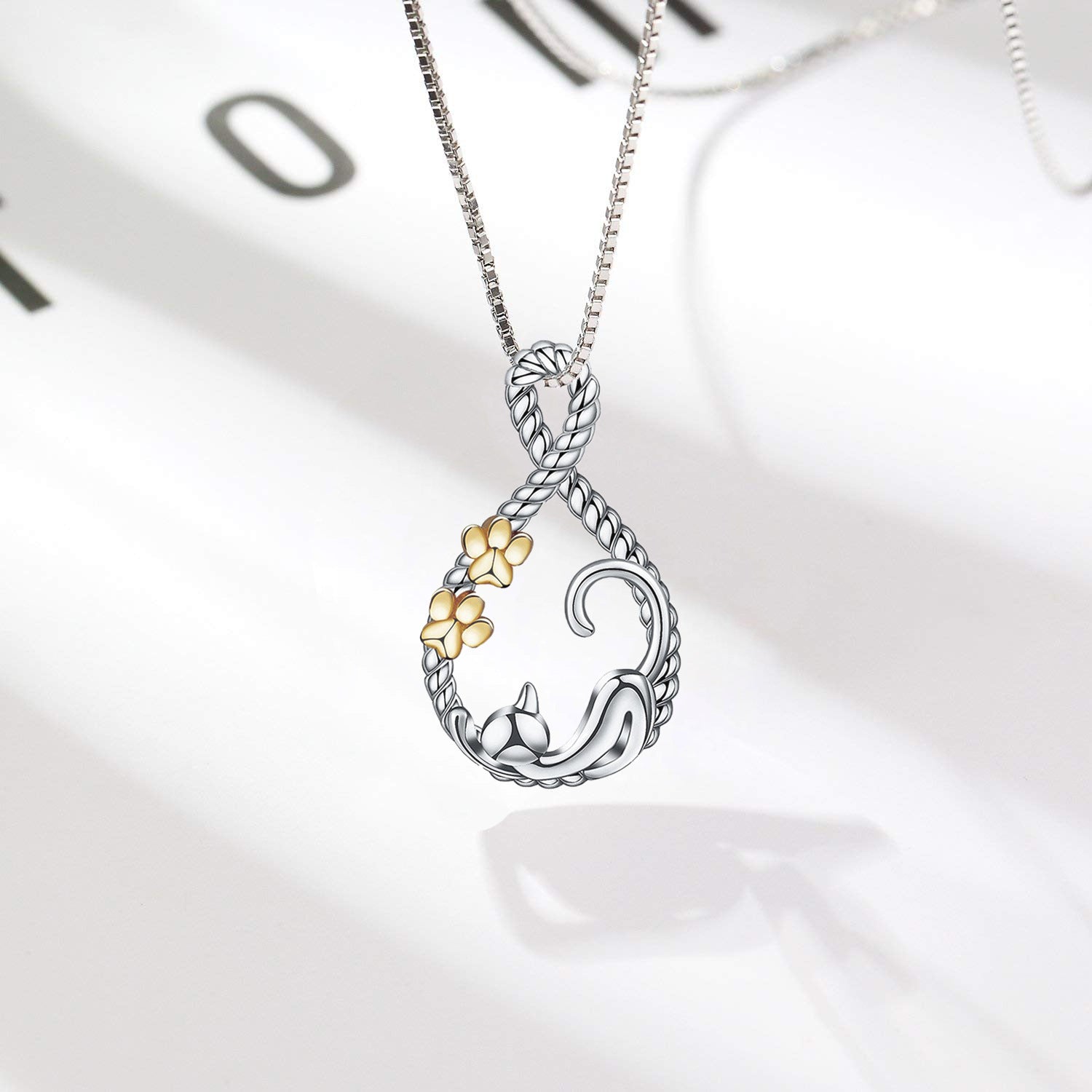 S925 Sterling Silver Personalized Hemp Cat Pendant Necklace – Elegant Women’s Jewelry