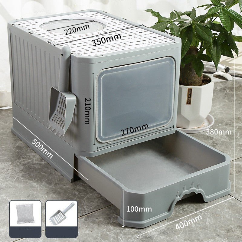 Splash-Proof Oversized Litter Box for Cats – Durable Design