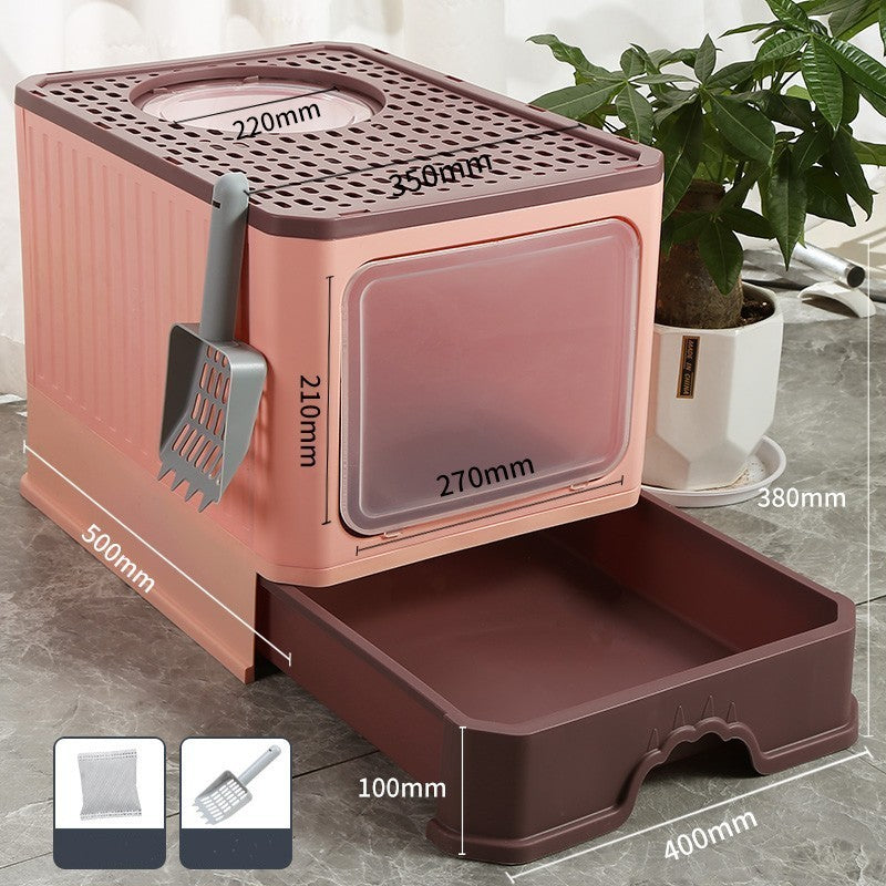 Splash-Proof Oversized Litter Box for Cats – Durable Design