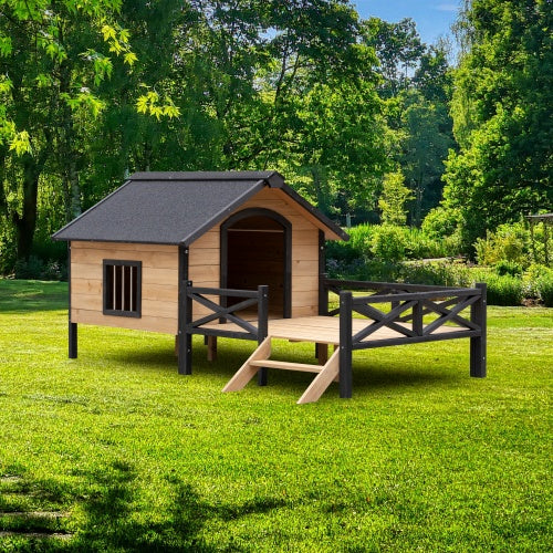 Wooden Wildcat Shelter with Kitten Tree for Outdoor Use