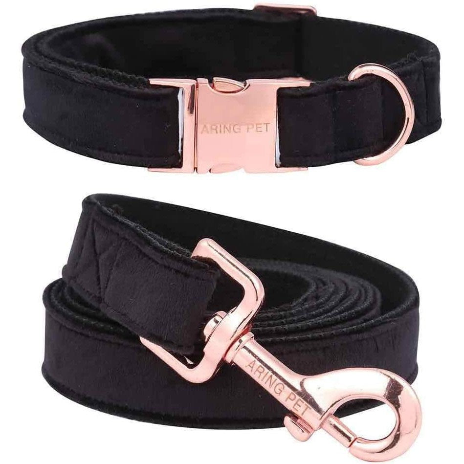 Dog Collar and Leash, Velvet Dog Collar and Leash Set, Soft & Comfy, Adjustable Collars for Dogs Medium