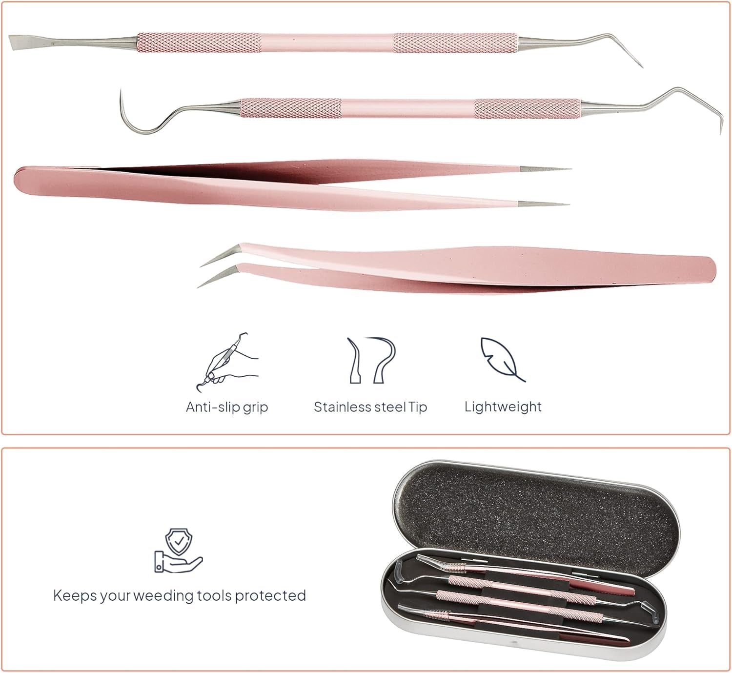 Premium Vinyl Weeding Tool Kit - Precision Stainless Steel Weeder - Hook and Pick with Fine Tweezers Crafting Set for Cricut Vinyl - by  (Rose Gold)