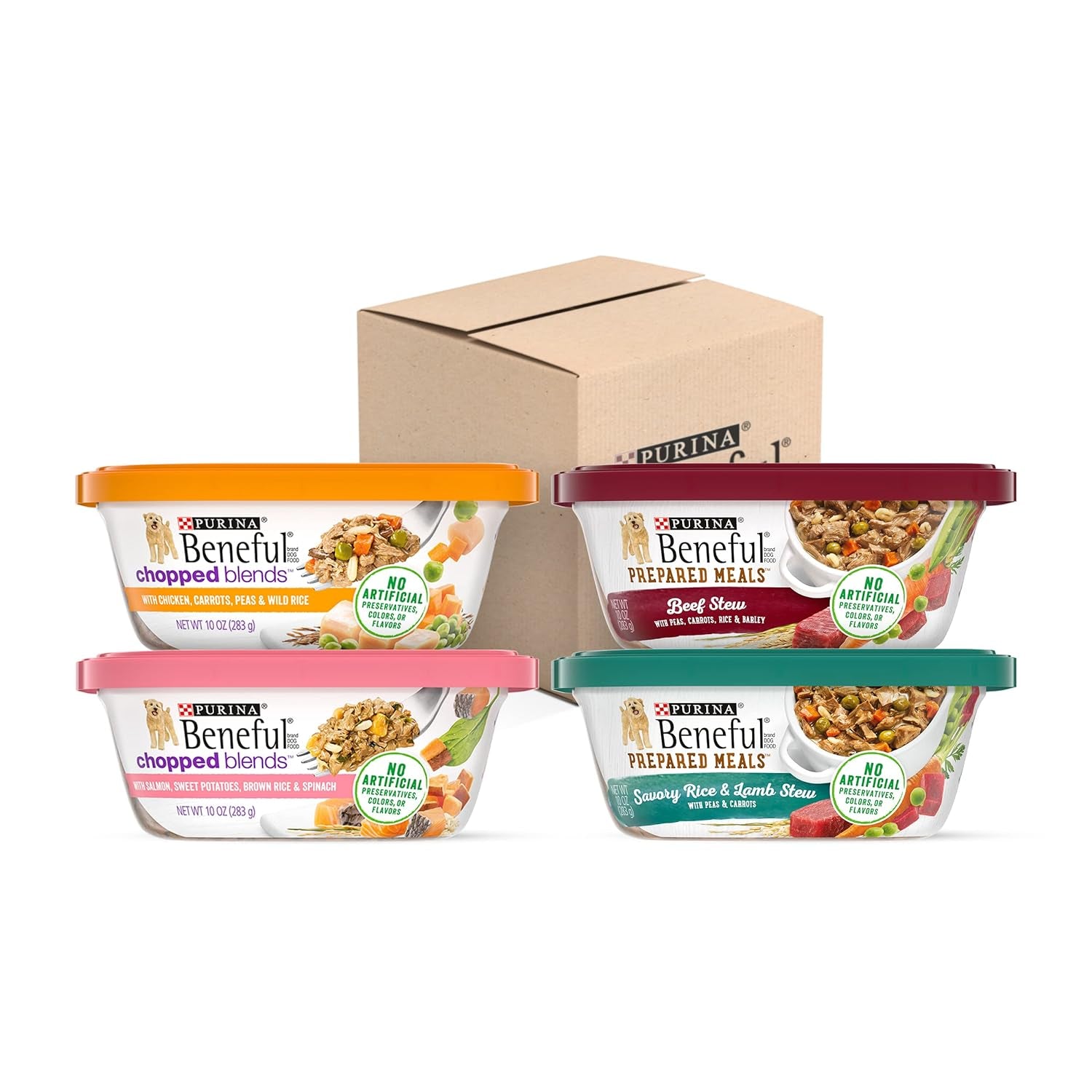 Purina Beneful Wet Dog Food Variety Pack, Prepared Meals & Chopped Blends - (16) 10 Oz. Tubs