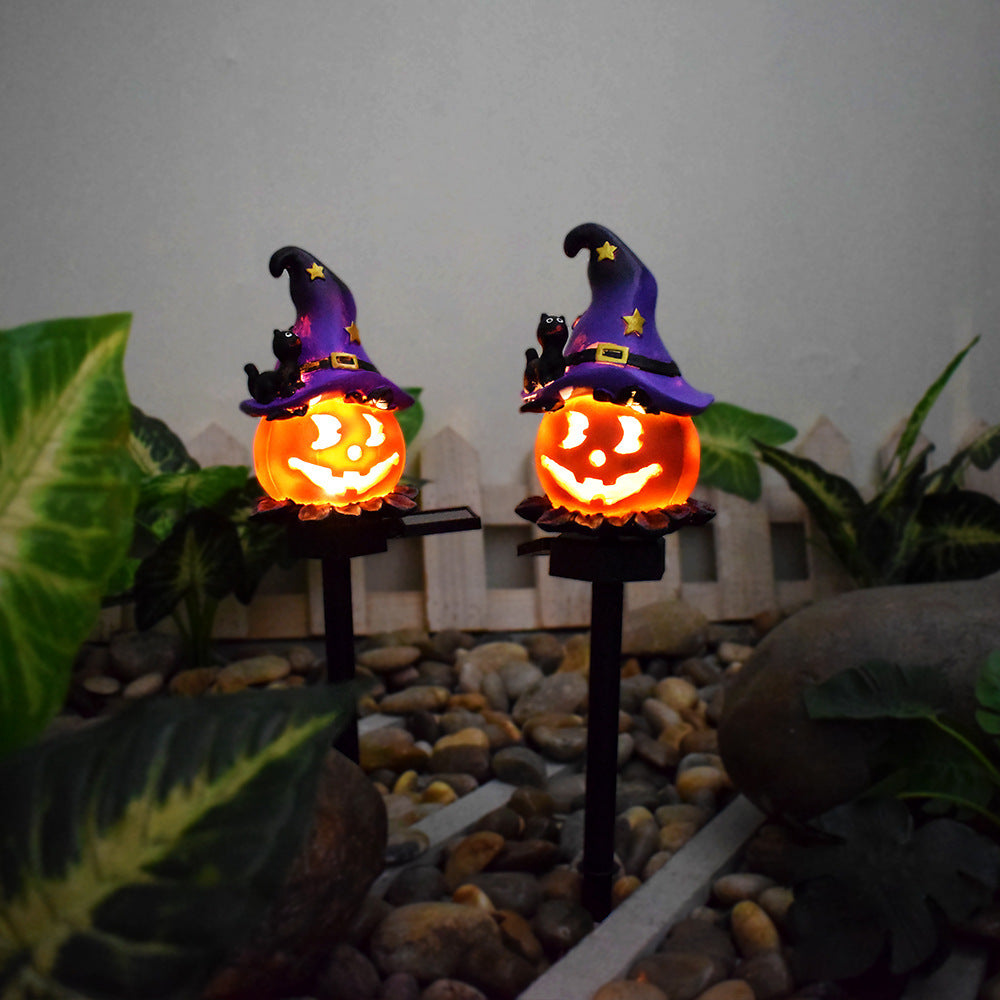 Solar-Powered Halloween Outdoor Pumpkin Lamp – Waterproof Wrought Iron Decoration