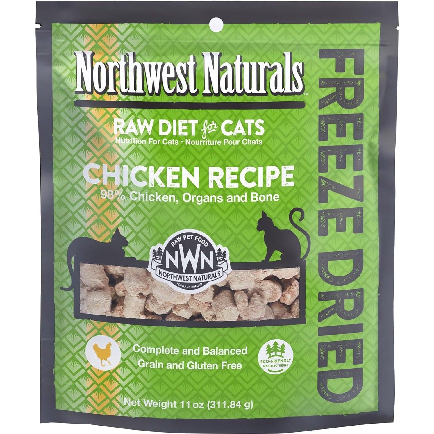 Freeze-Dried Chicken Cat Food - Bite-Sized Nibbles - Healthy, Limited Ingredients, Human Grade Pet Food, All Natural - 11 Oz