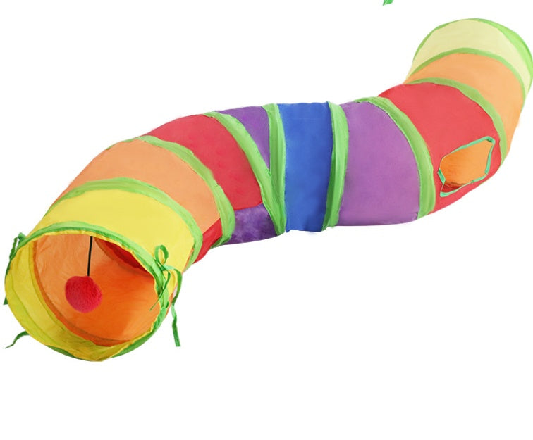 Rainbow S-Shaped Cat Tunnel – Educational Collapsible Toy