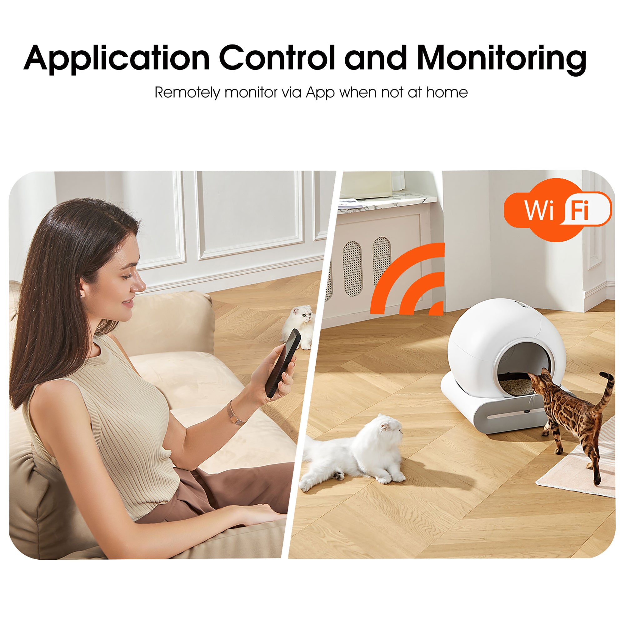 WiFi-Enabled Self-Cleaning Cat Litter Box - Automatic Scooping & Deodorization