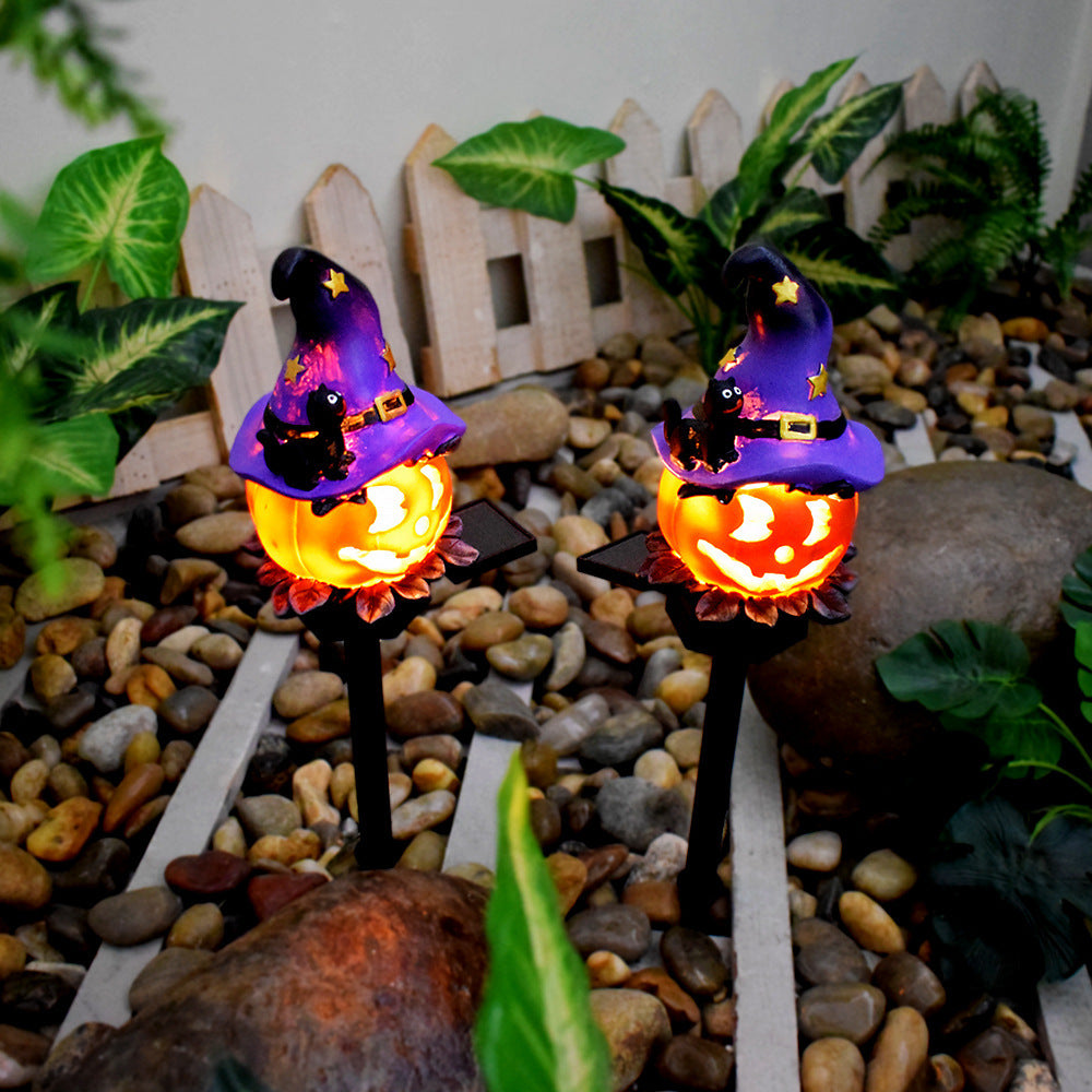 Solar-Powered Halloween Outdoor Pumpkin Lamp – Waterproof Wrought Iron Decoration