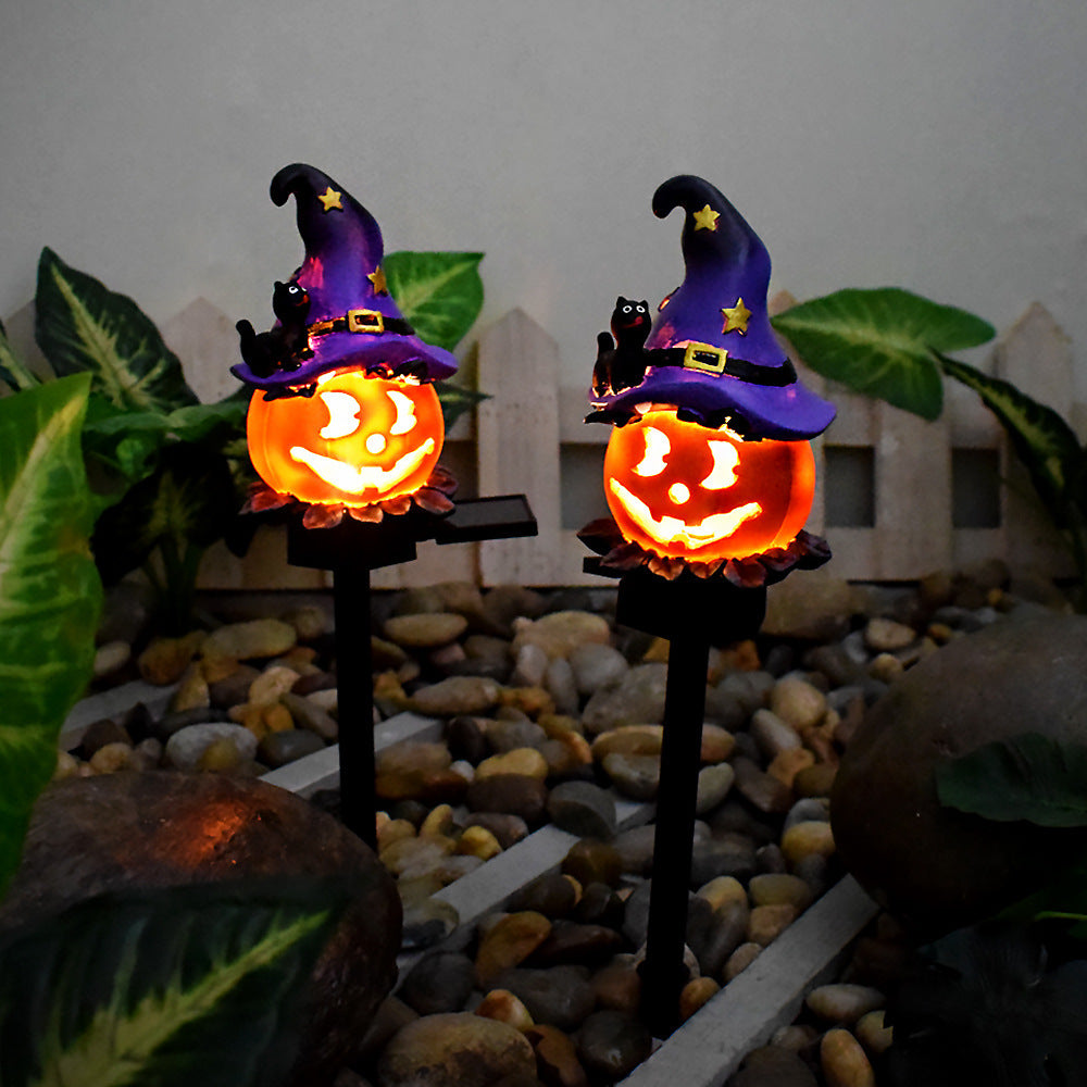 Solar-Powered Halloween Outdoor Pumpkin Lamp – Waterproof Wrought Iron Decoration