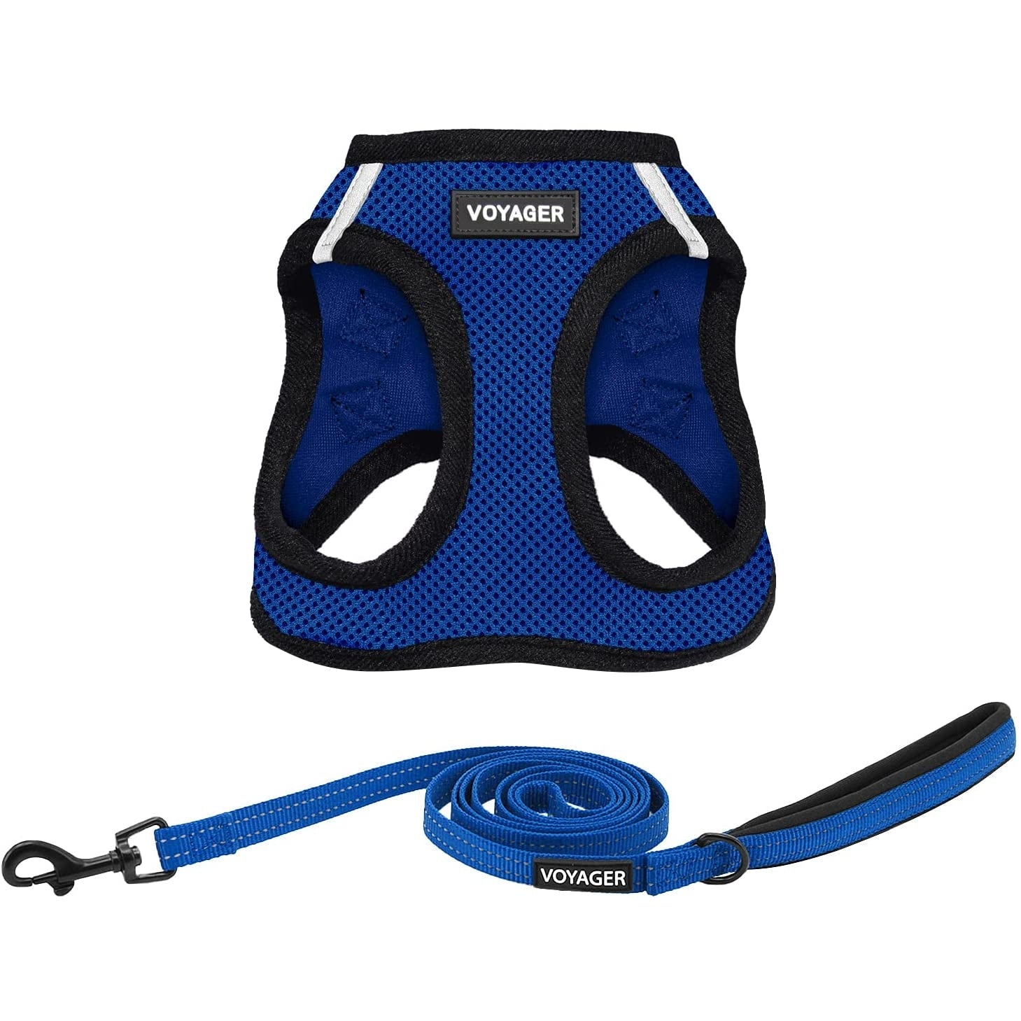 Voyager Step-In Air All Weather Mesh Harness and Reflective Dog 5 Ft Leash Combo with Neoprene Handle, for Small, Medium and Large Breed Puppies by  - Blue, Xx-Small