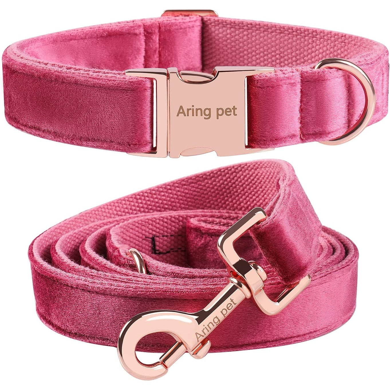 Velvet Dog Collar and Leash Set, Soft Dog Collar and Leash, Adjustable Collars for Dogs