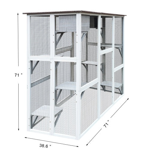 Solid Wood Cat Cage Play Enclosure - Spacious & Durable Design