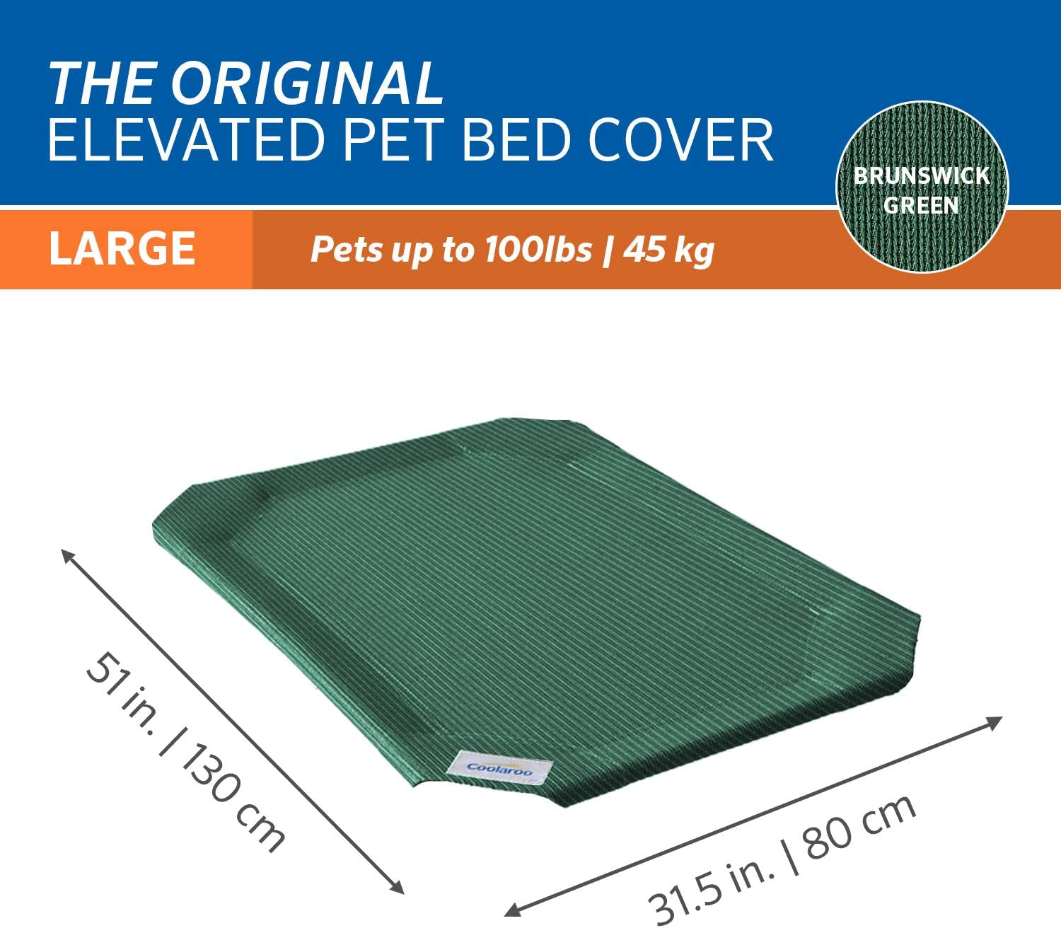 Original Pet Bed Replacement Cover - Brunswick Green - Large (43.5" X 31.5")