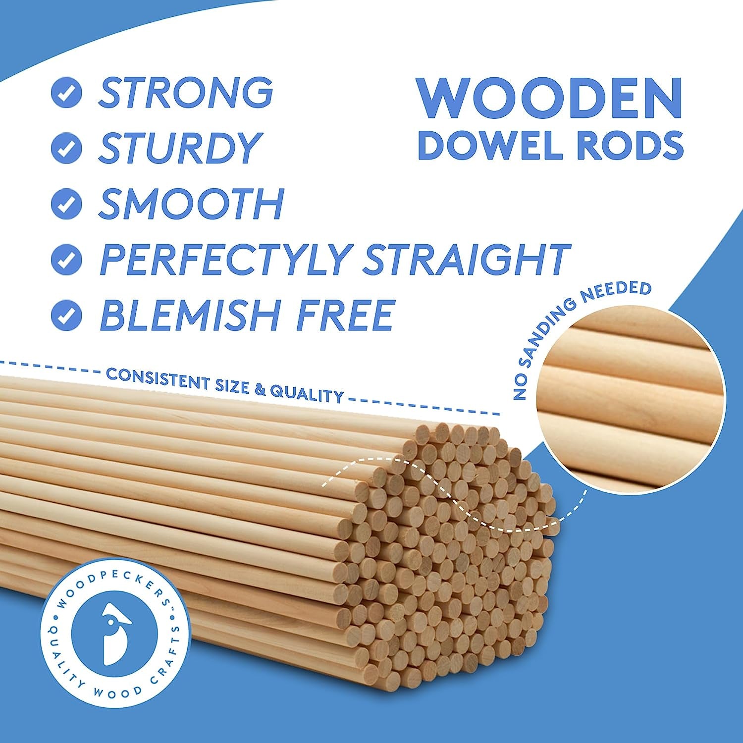 Dowel Rods Wood Sticks Wooden Dowel Rods - 1 X 12 Inch Unfinished Hardwood Sticks - for Crafts and Diyers - 10 Pieces by